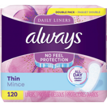 ALWAYS PANTY LINERS 120'S